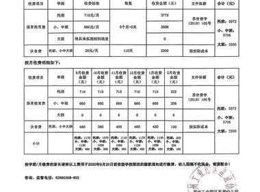 2025-2026学年度第一学期收费公示